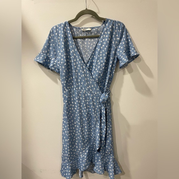 Only 3/4 Woven Midi Wrap Dress Olivia In Pink